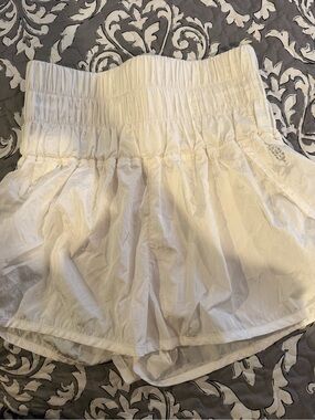 FP Movement by Free People White High-Waist Smocked Shorts